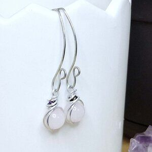 BOGO EARRINGS - Rose quartz crystal beaded dangle earrings, 2.5"